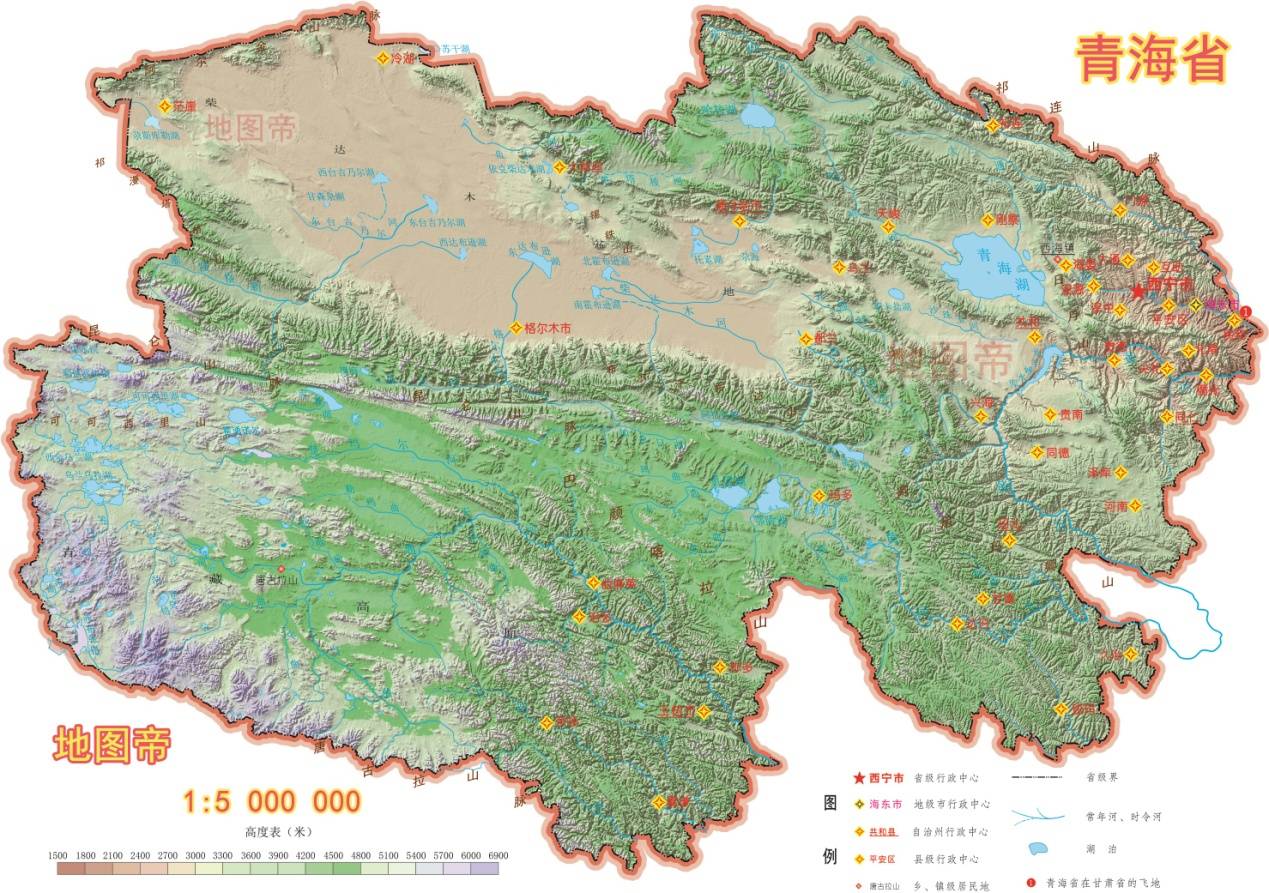 青海省的地形大致来说是南高北低,约以昆仑山,布尔汗布达山为界,以北