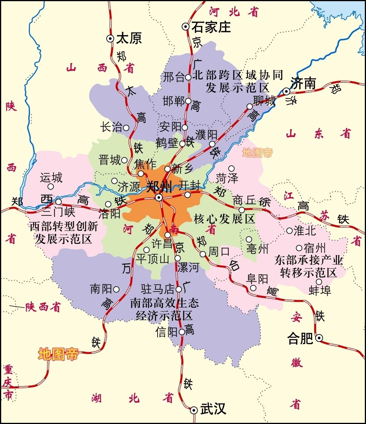 河南地图各市位置图片