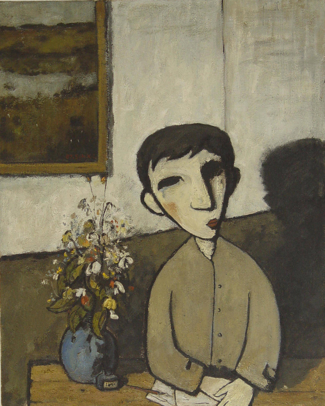 《留影》 81x65cm 布面油画 2007年《画前的短发女孩》 110x95cm 布面