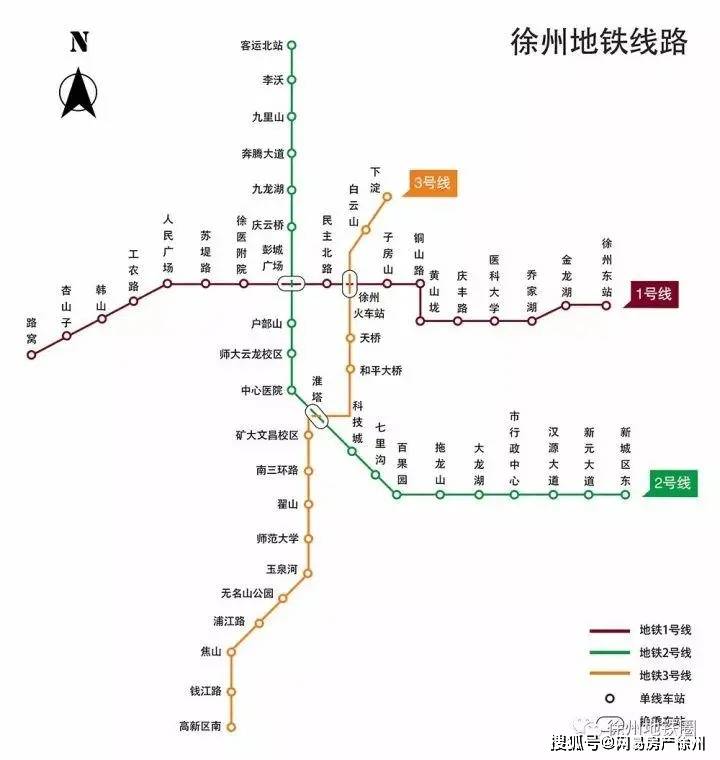 徐州地铁2号线是 一条南北 东西向骨干 线路,首末站两端的新城区和 北