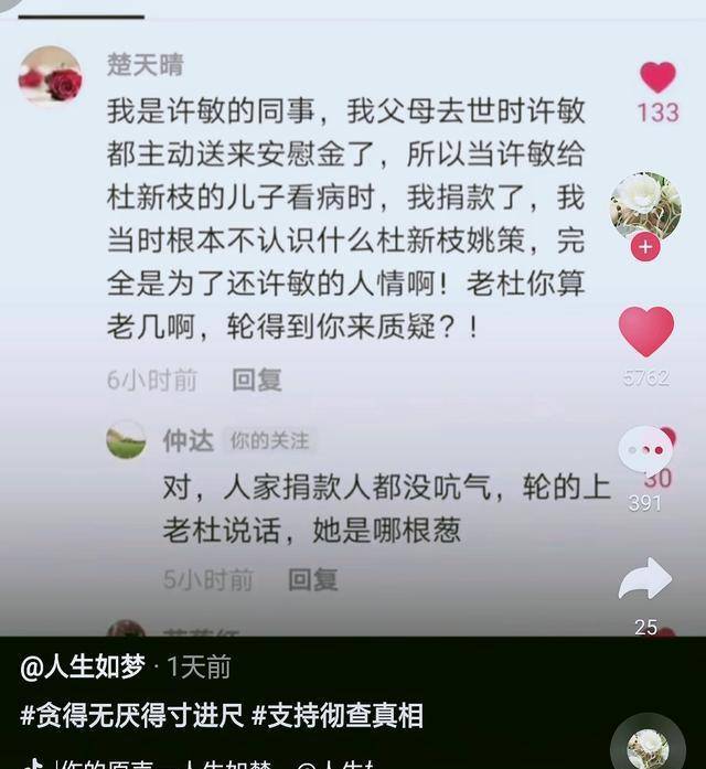 许敏同事客观回应杜新枝3千字长文第七条再次颠覆网友的三观