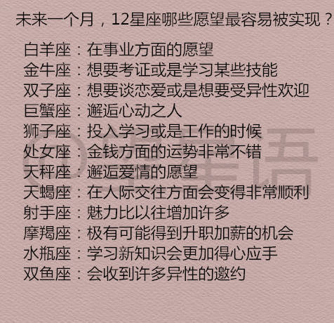 原創未來一個月,12星座哪些願望最容易被實現?十二星座誰最容易劈腿