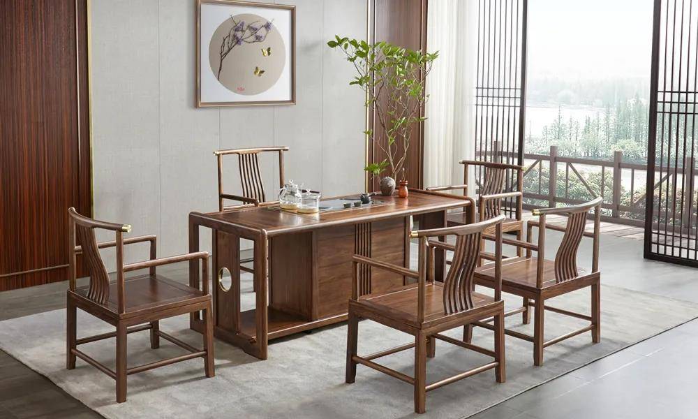 一张禅意极简的东方美学的现代演绎新中式茶桌