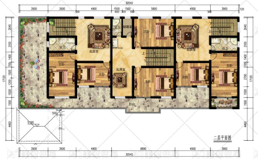 原創典雅款3拼歐式別墅每戶2廳3臥另配公共餐廚帶通用露臺讓親情暢通