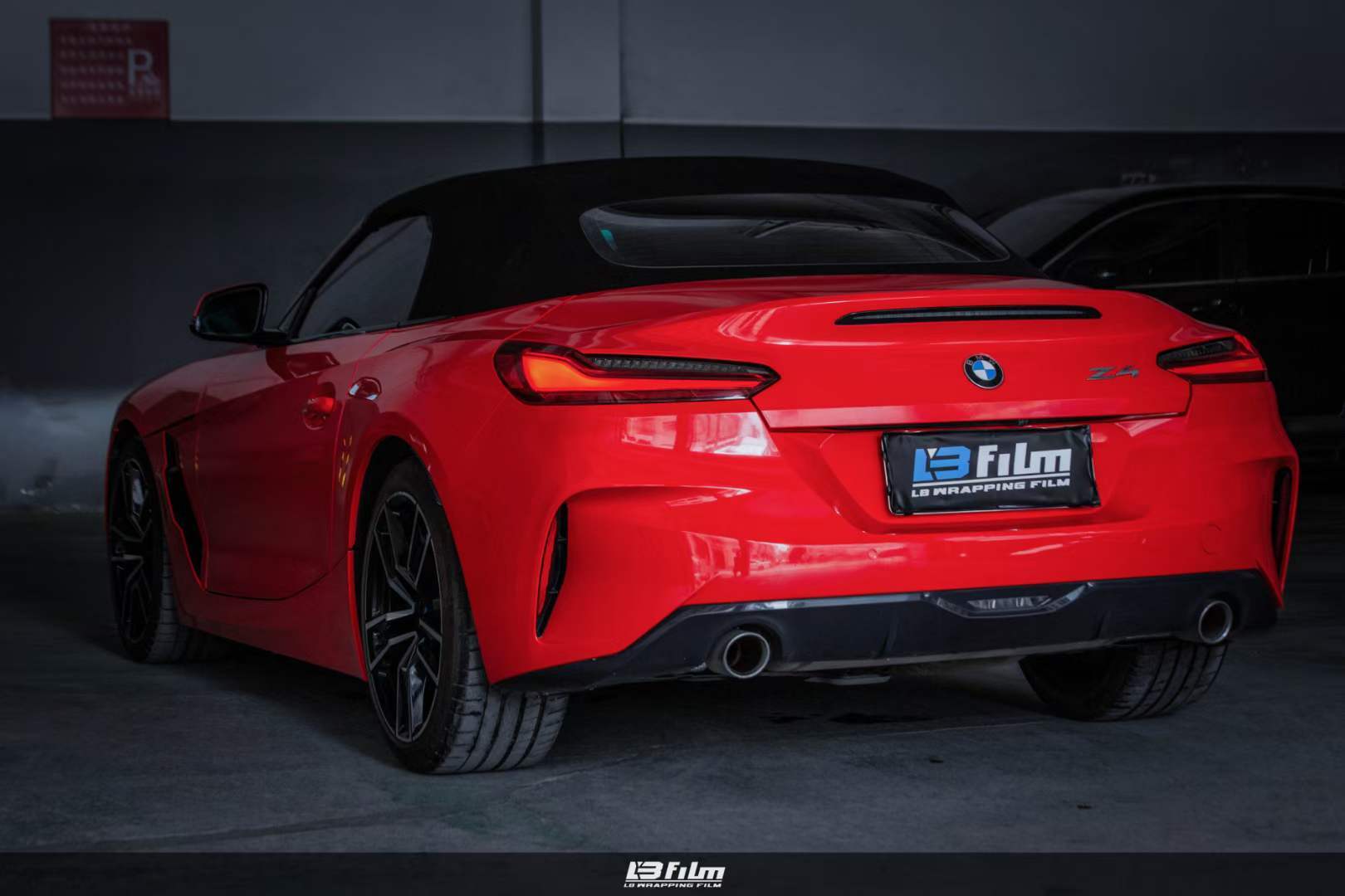 宝马-z4全车改色贴膜lb film改色膜高亮法拉利红