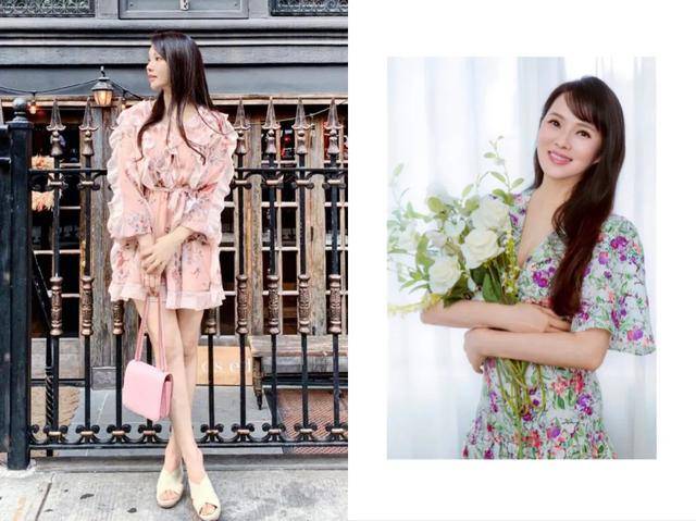 花朵|52岁伊能静穿搭似少女，粉色“花朵裙”减龄时髦，气质高级！