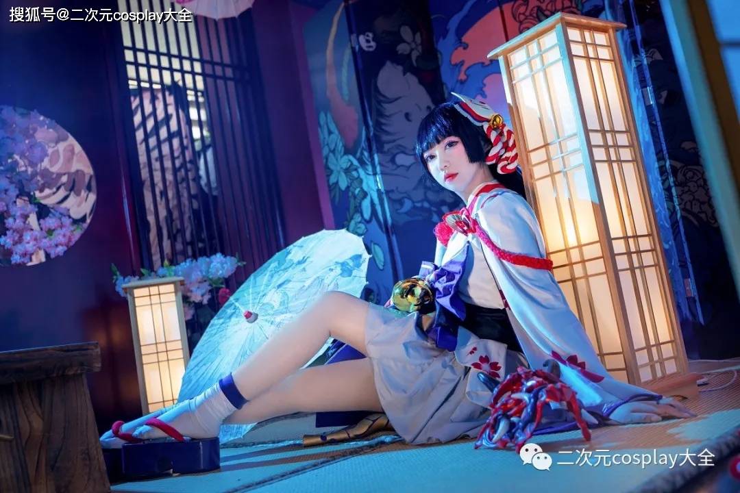 Yuwen|陰陽師雪女月見之櫻cos，場景與裝飾驚艷，舉止神態怡人！