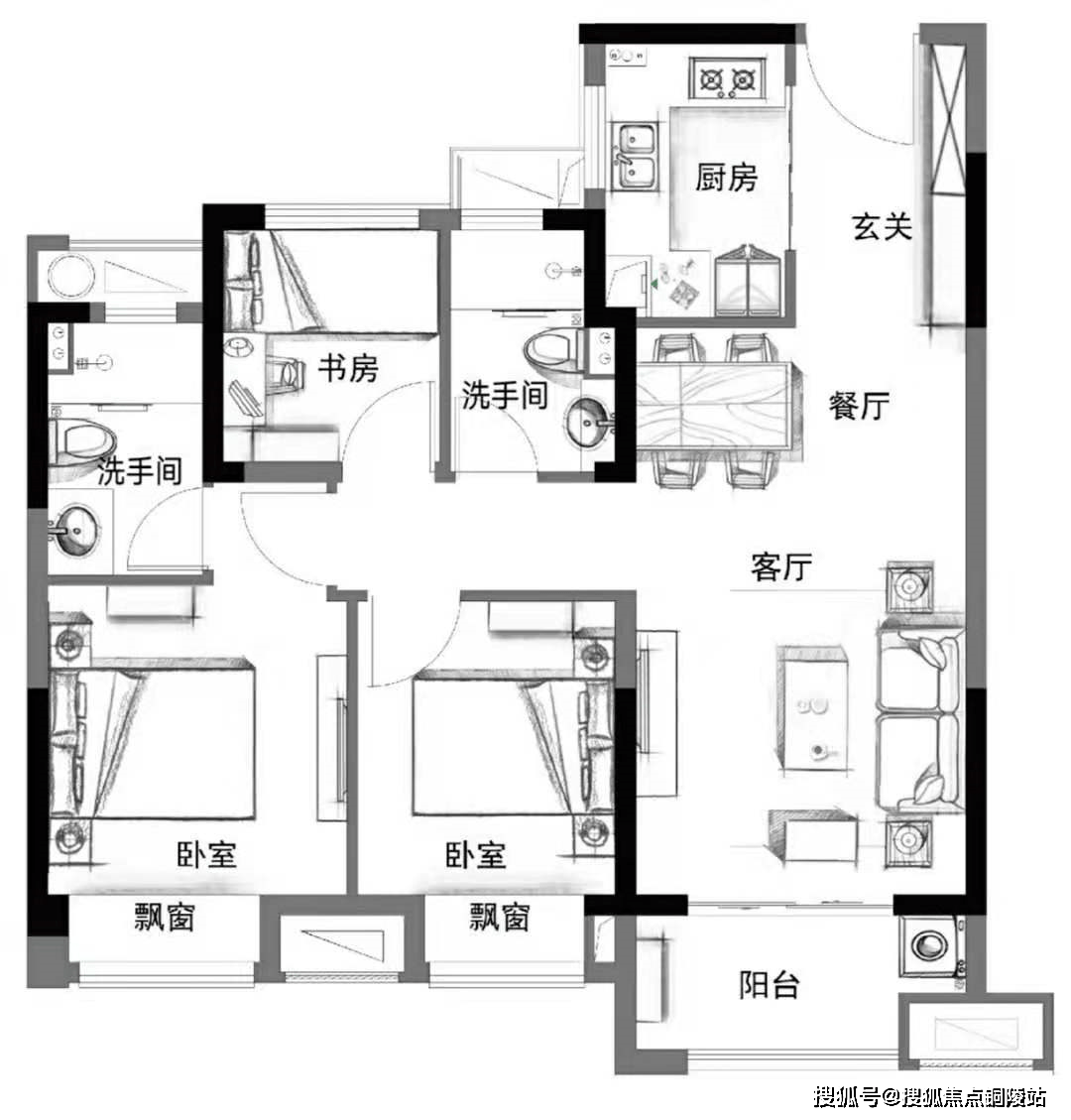 光合境a1 建面约89 三室两厅两卫