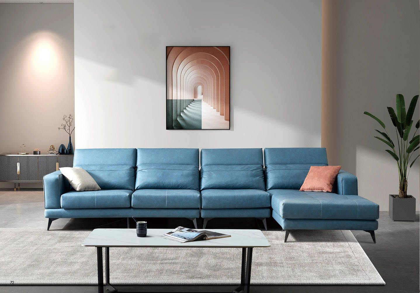 都市王朝家居建议增加蓝色家具,蓝色很容易让人联想到蓝天或者蓝天下