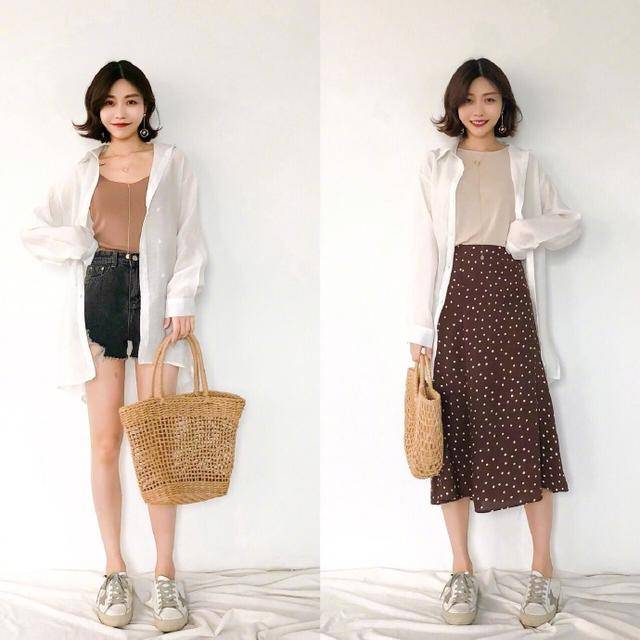 高跟鞋|小个子夏季穿搭，衬衫搭配牛仔裤短裙超实用，气质提升一个档次