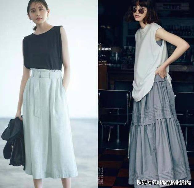 腰部|讲真的,夏天这样穿“T恤+半裙”,显瘦又洋气,你买了吗?