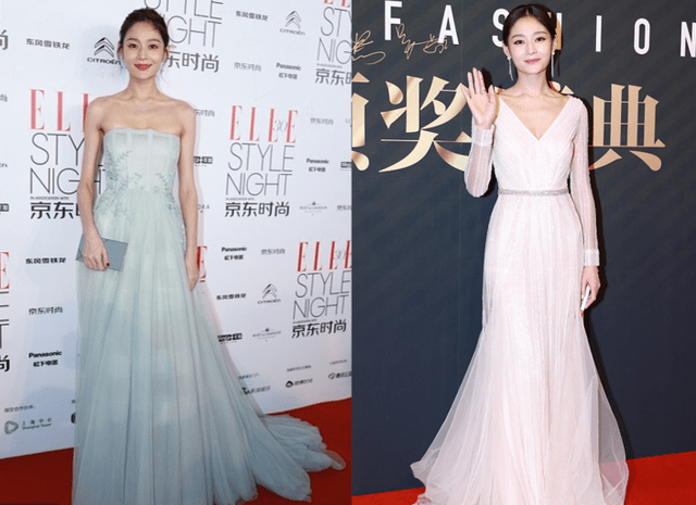 王媛可|王媛可穿拼色裙用“电话线”当肩带，好时髦！