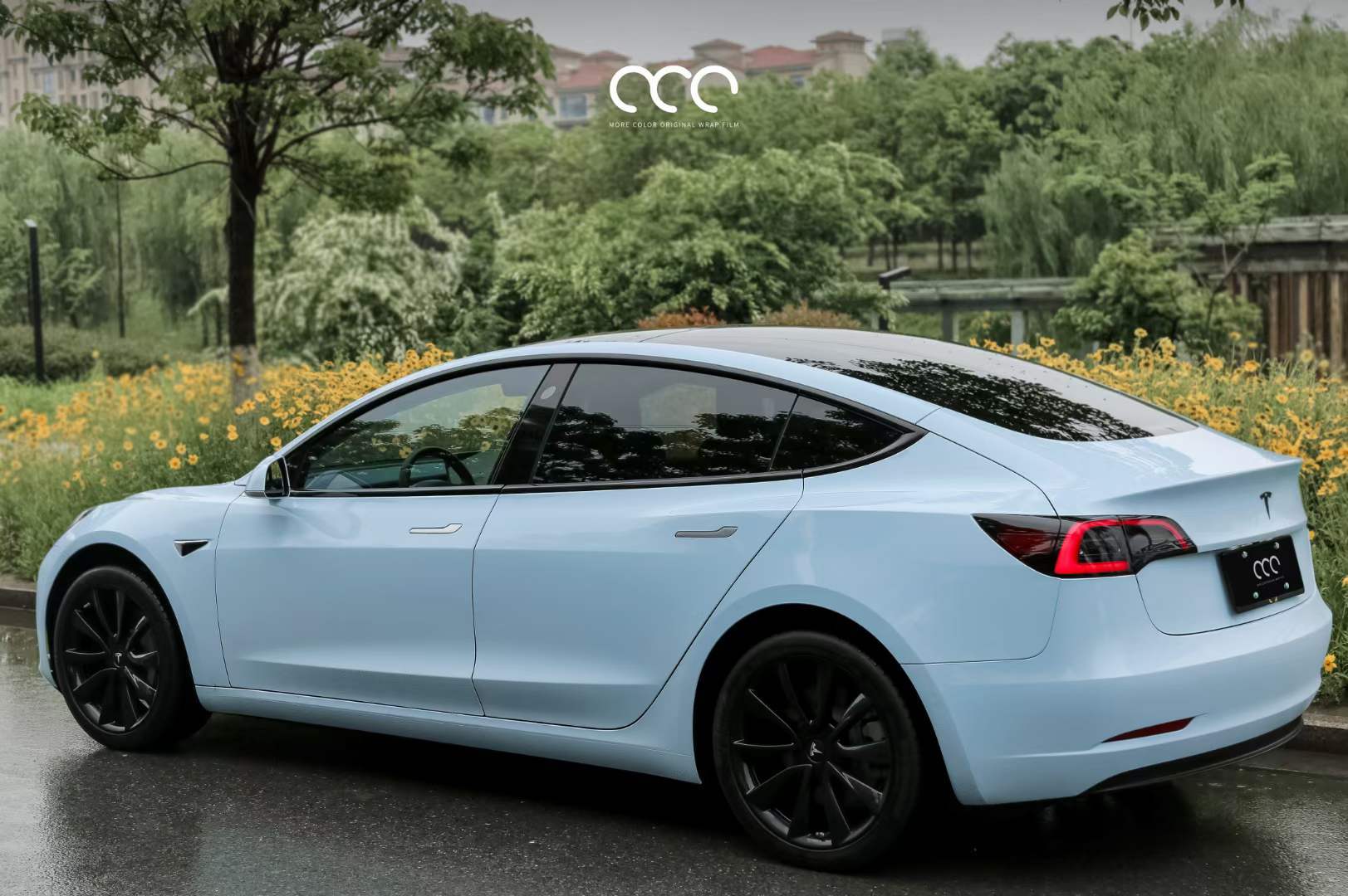 特斯拉汽车贴膜漫彩改色膜pet海风蓝