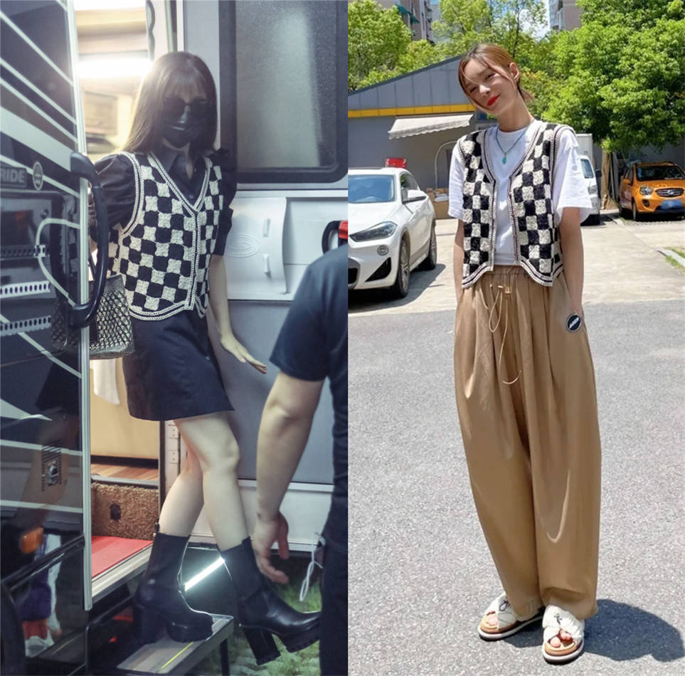 短裙|时隔8年棋盘格又成爆款？周迅短裙时髦俏皮，刘雯杨幂私服带货