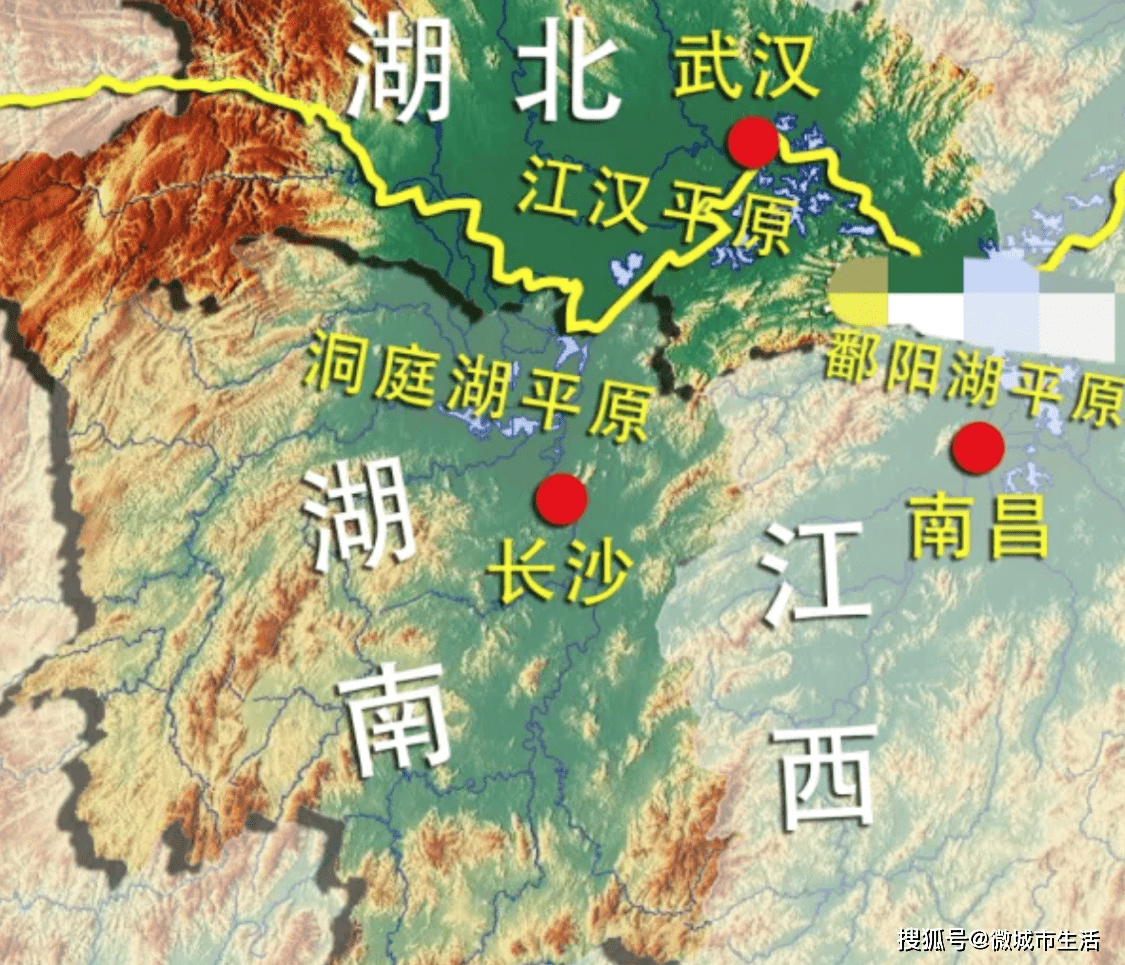 湖南湖北其實在一個地貌區裡,江漢平原和洞庭湖平原是連在一起的,這