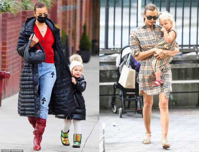 小姑娘|伊莲娜送娃上学,3岁女儿穿豹纹裙很时髦,放学被好莱坞爸爸接走