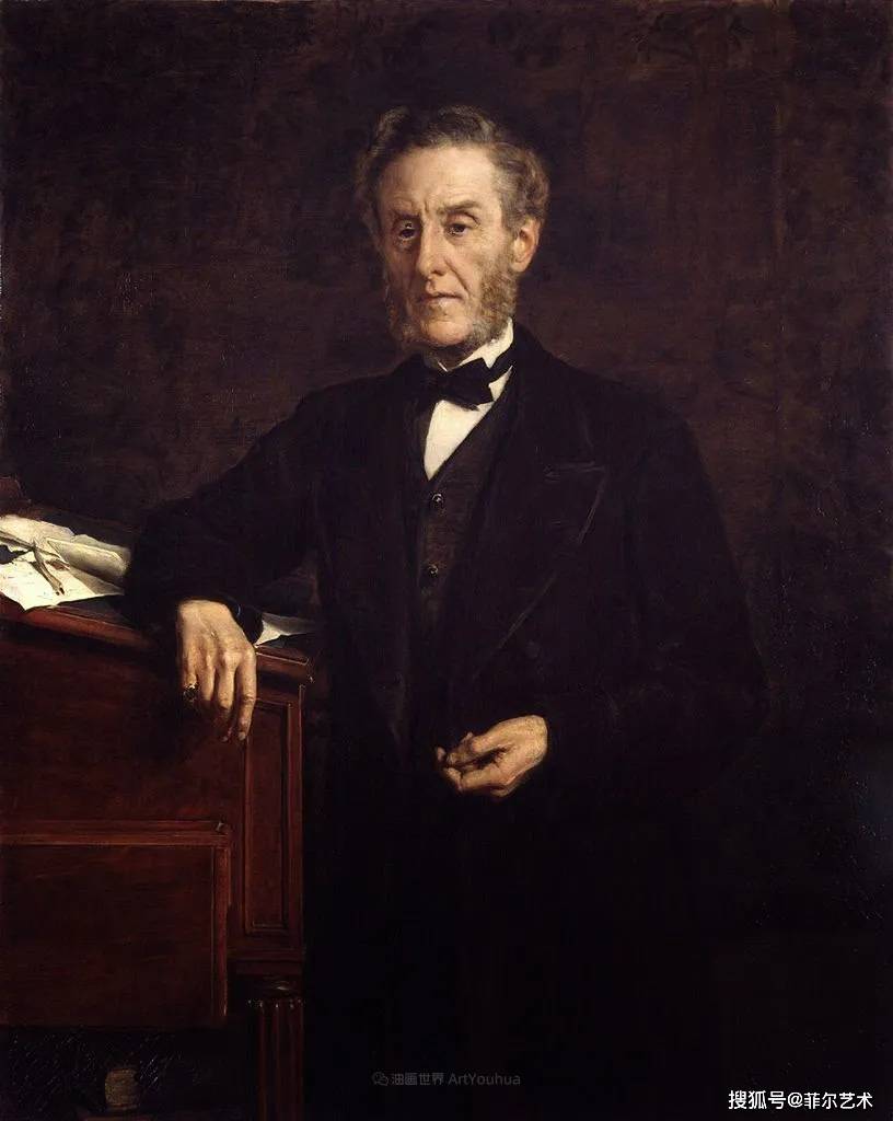 英国著名画家约翰·柯里尔男性肖像油画作品欣赏_collier