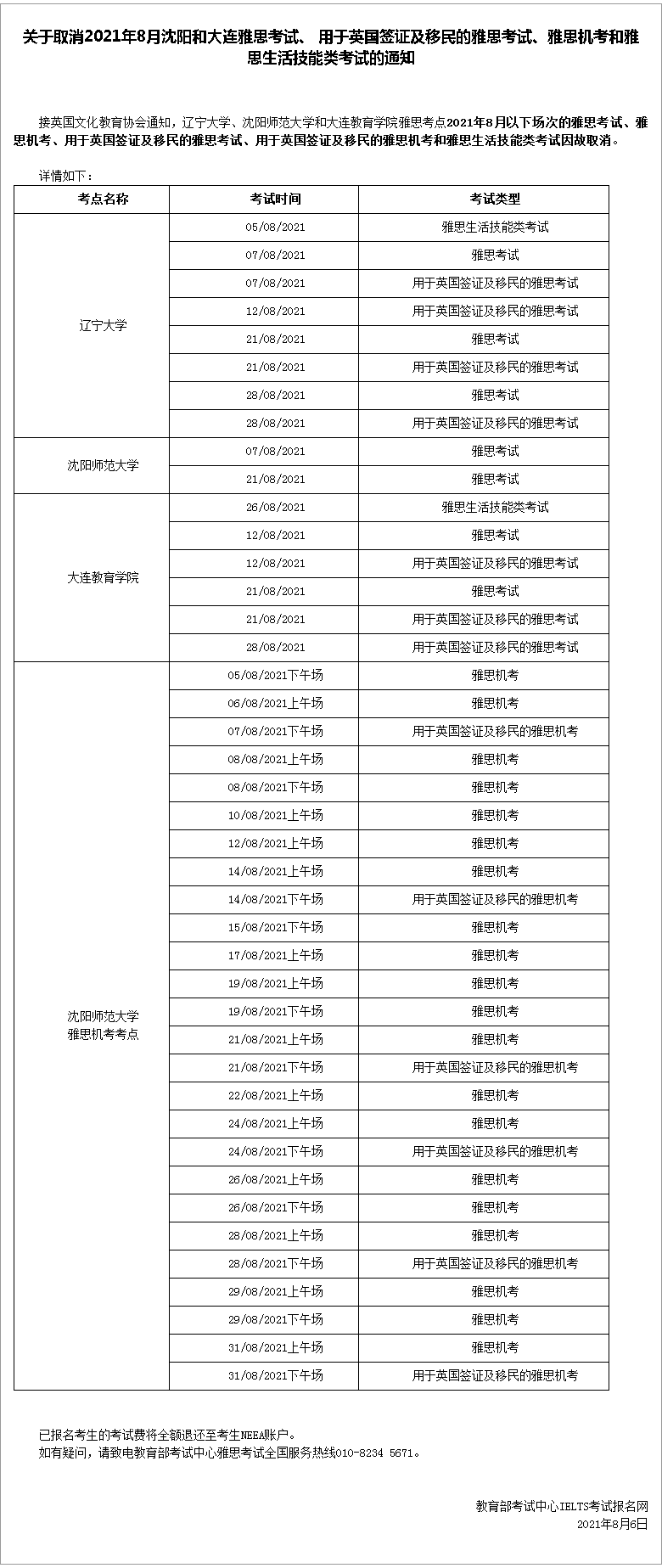 合肥|全国超40个雅思考点取消8月考试！（8.9更新）