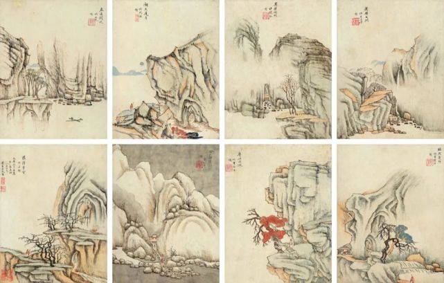 画家沉颢《仿古山水册》：笔墨简淡，俊爽之气_搜狐网