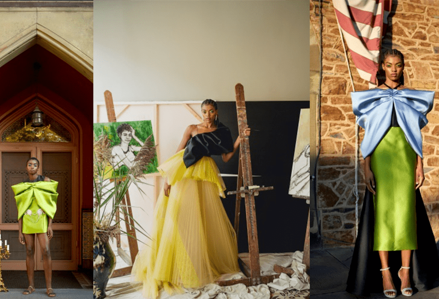 黑色|Bibhu Mohapatra 2021春夏，黄绿色很亮眼，用在裙装中惹人喜爱