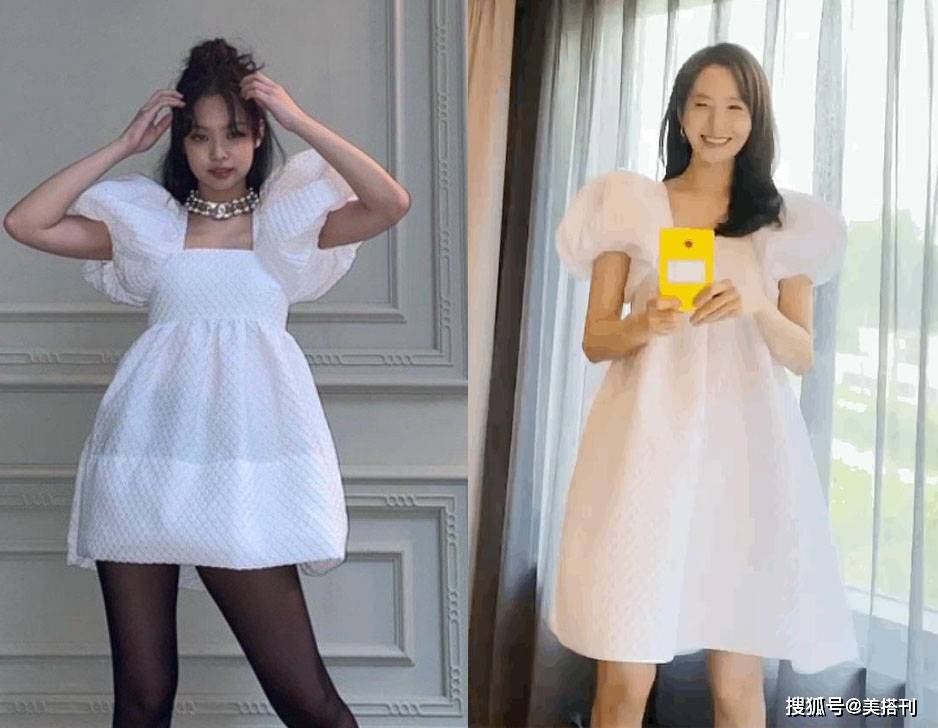 丝袜|林允儿Jennie撞衫，同款白色及膝裙，一个穿出了清纯感一个辣妹风