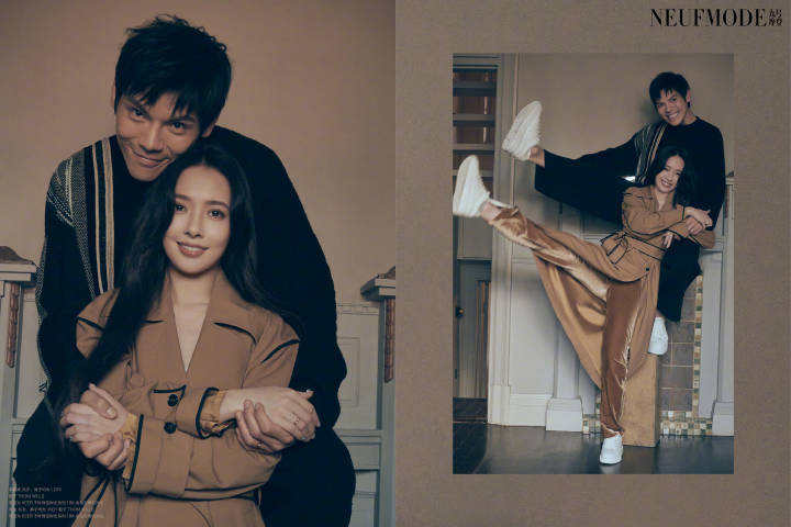 向佐|郭碧婷被养出幸福肥，穿风衣和向佐拍七夕大片，依偎在他怀里好甜
