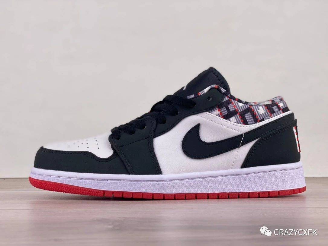 鞋跟|乔丹 Air Jordan 1 Low Quai 54 黑白红熊猫低帮运动鞋