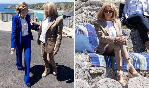 布丽|布丽吉特度假归来晒黑了！棕色西装配白裤霸气又优雅，身材真是好