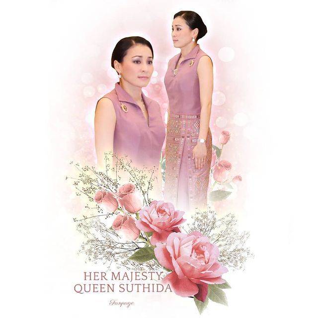 套装|泰王室“铁三角”不再!苏提达连发花卉海报展现王后范,又变美啦