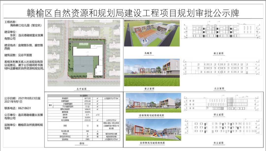 小区|连云港赣榆海纳春江幼儿园项目公示，容纳12个班级360名学生！