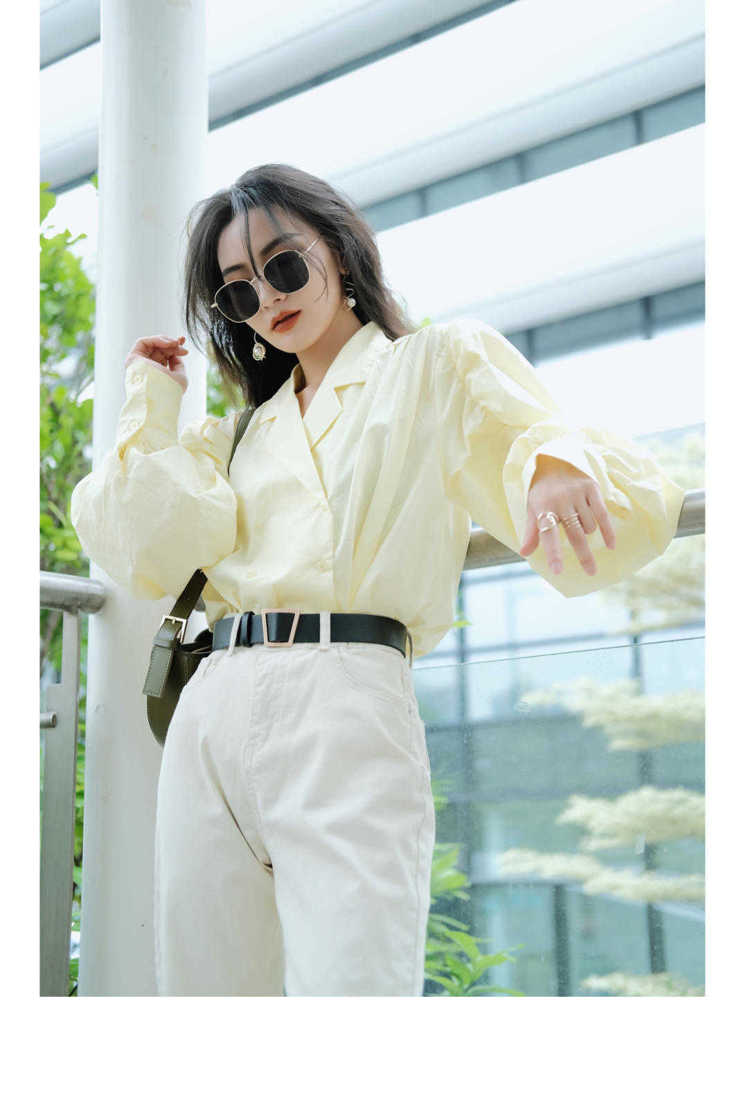 女生|不要低估155cm的女生，泡泡袖上衣配高腰裤，用日常穿搭偷偷长高