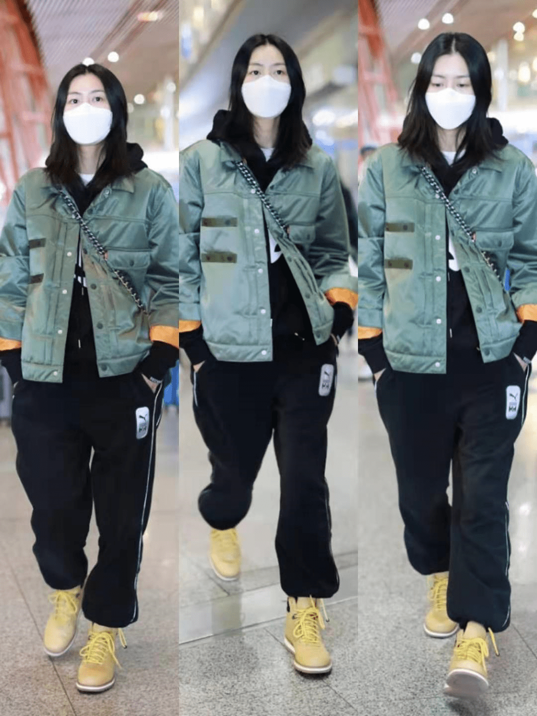 大姐|大姐刘雯带着她的穿搭走来了,夹克搭配运动裤,满满时尚感