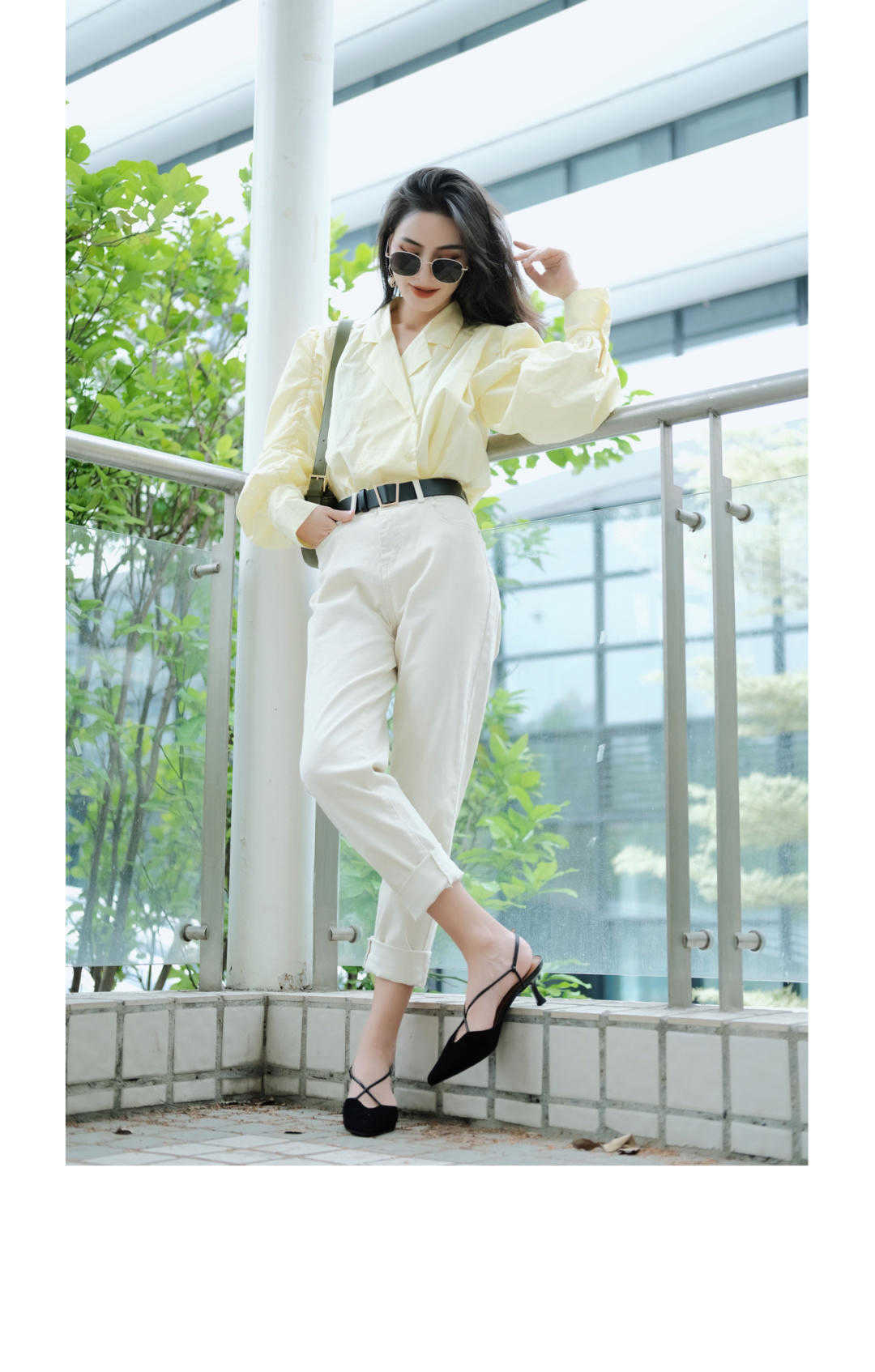 女生|不要低估155cm的女生，泡泡袖上衣配高腰裤，用日常穿搭偷偷长高