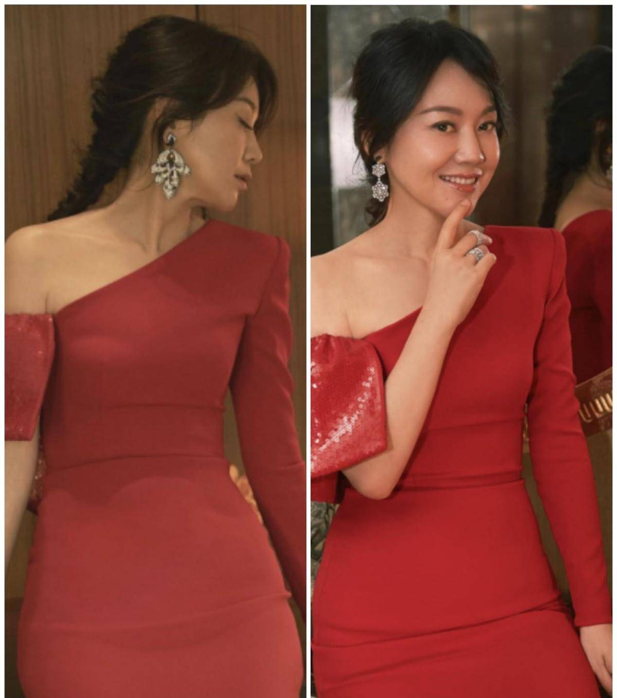 显得|女人还是不服老的好，闫妮真是越活越嫩了，一袭红裙优雅动人