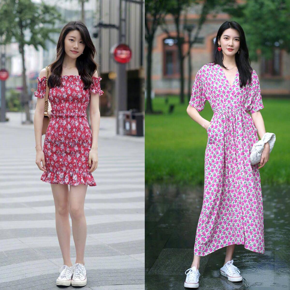 小个子|“帆布鞋＋裙子”，今夏这样穿，减龄时髦又好看，小个子也能穿