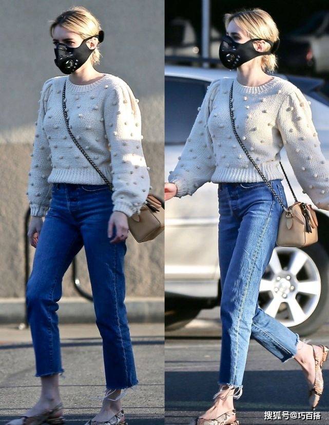 女生|艾玛罗伯茨的街拍,才是牛仔裤穿搭范本,时尚舒适回头率还高
