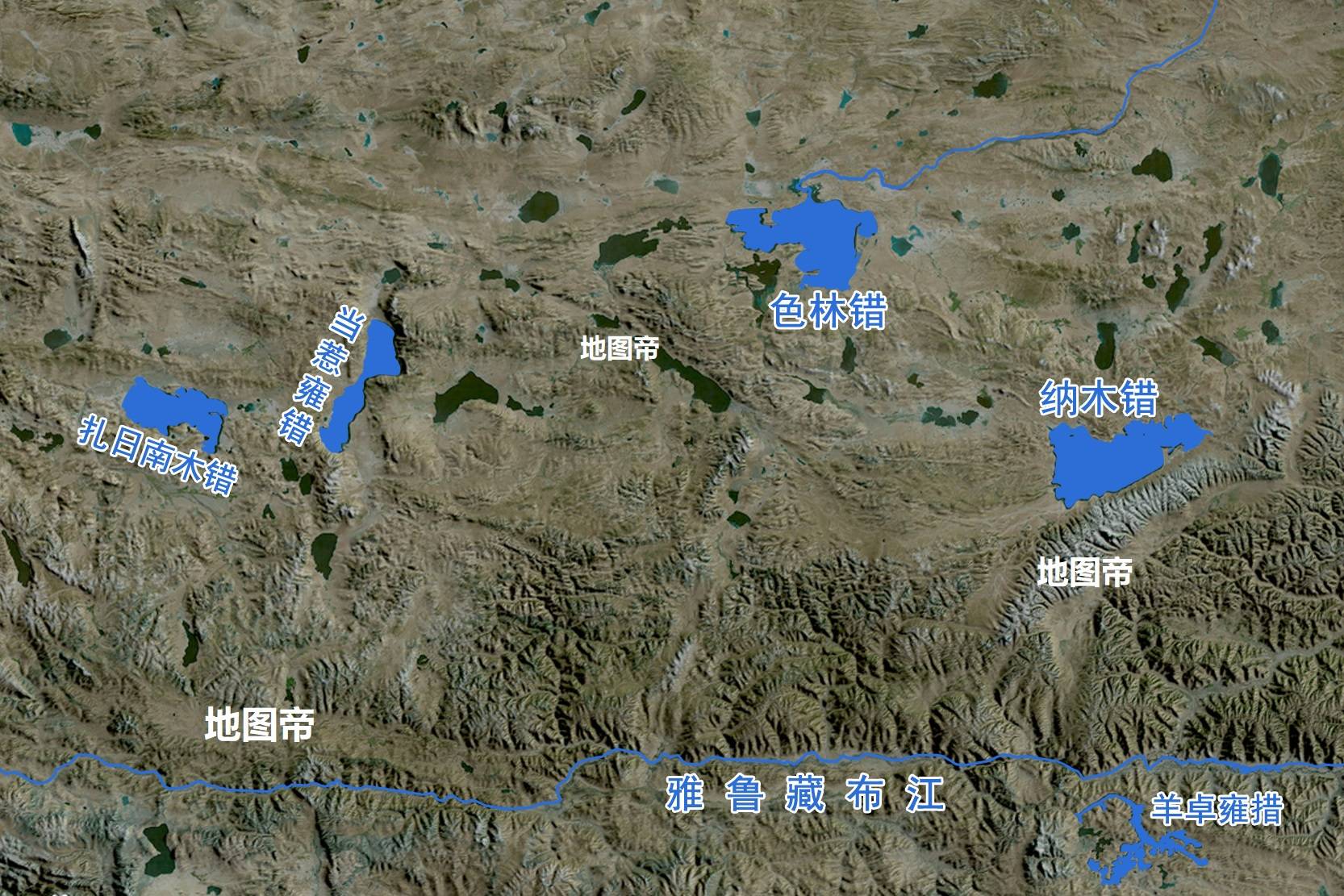 西藏五大湖，都在哪儿？看地图一目了然
