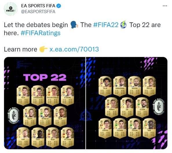 Steam|EA公布《FIFA 22》球员排名Top22 梅西仍然位居首位
