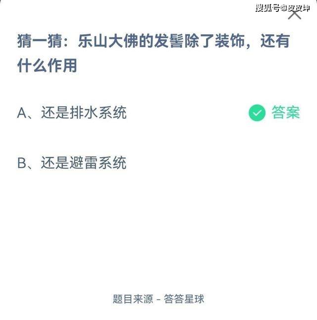 原创猜一猜：乐山大佛的发簪除了装饰，还有啥作用？蚂蚁庄园最新答案