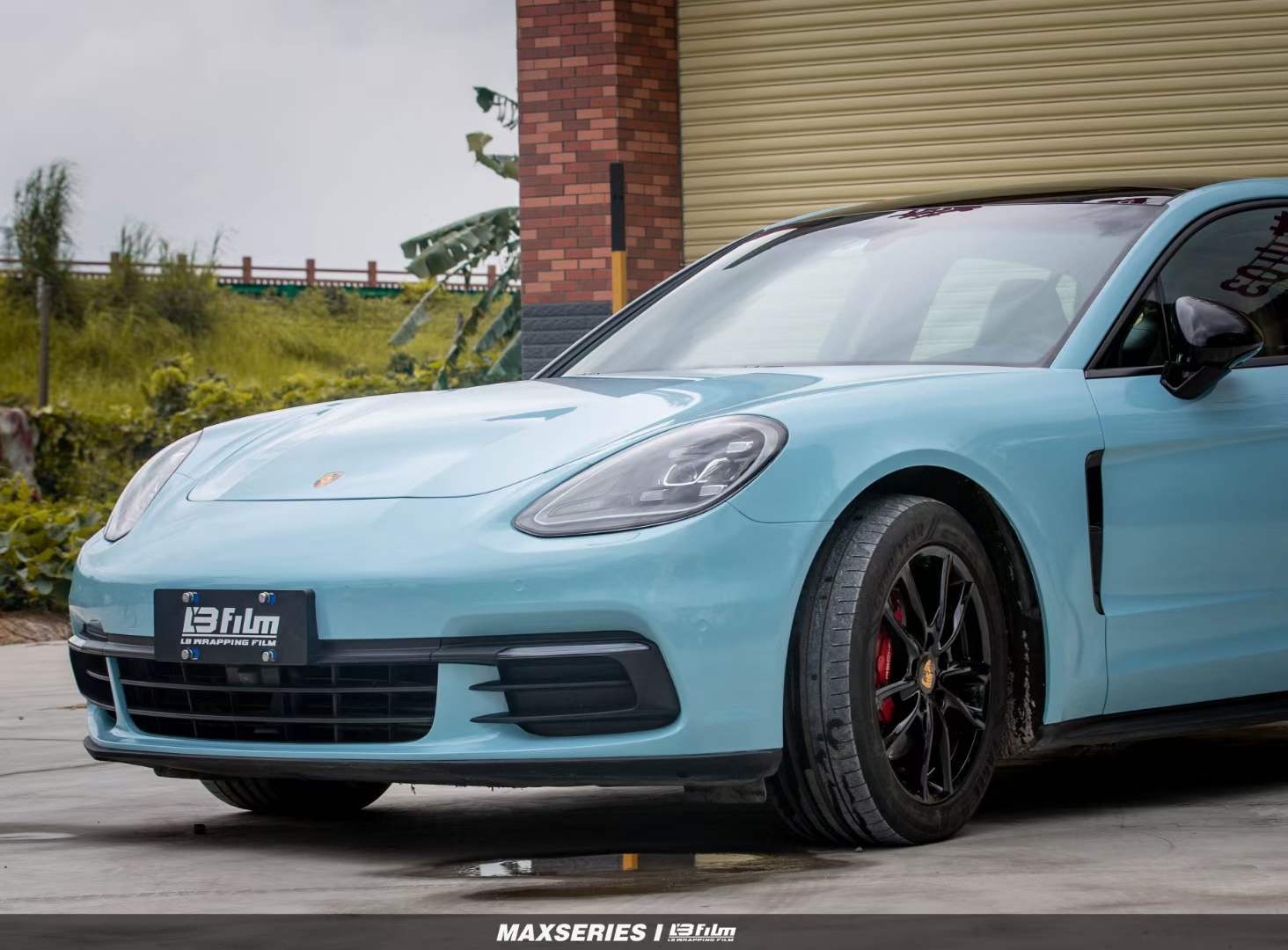 保时捷帕拉梅拉全车贴膜lb改色膜海风蓝