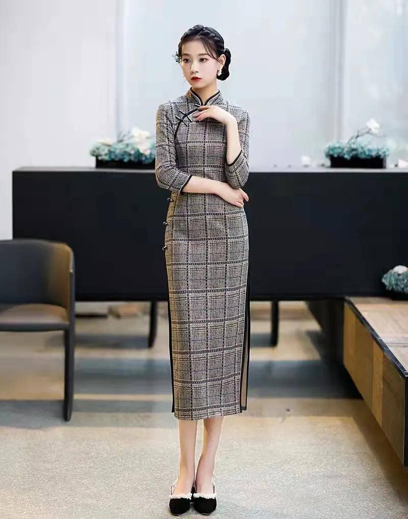 面料|现代改良版毛呢旗袍,寄托秋日的多情,做男性心目中的理想女性。