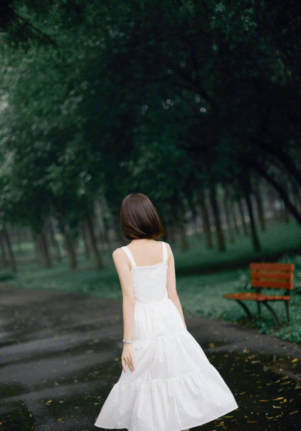 夏天白裙写真,配文"白了夏天(bye~)",三丽好好看~  毛晓彤背影也好仙!