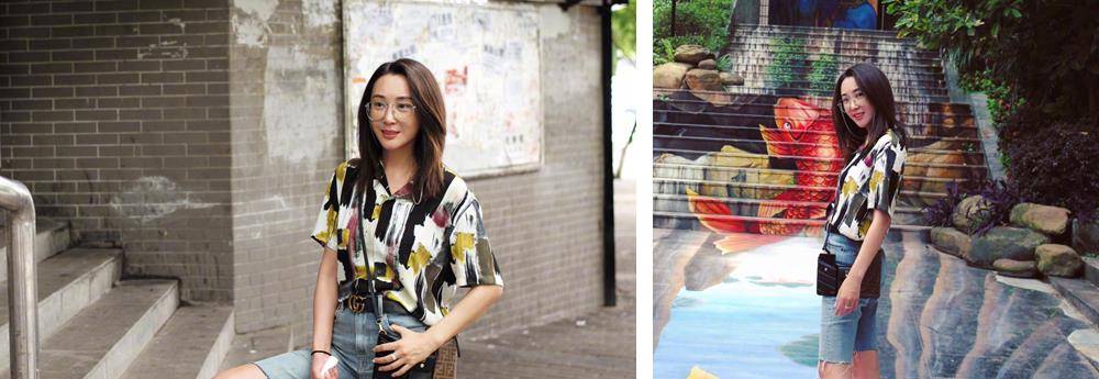 杜若溪|严屹宽与杜若溪提前过七夕，情侣印花衬衫搭短裤，从头到脚好般配