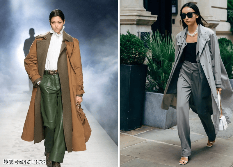浅棕色|气质出众的女人，选风衣时别只穿卡其色，这样搭配更温柔显高级