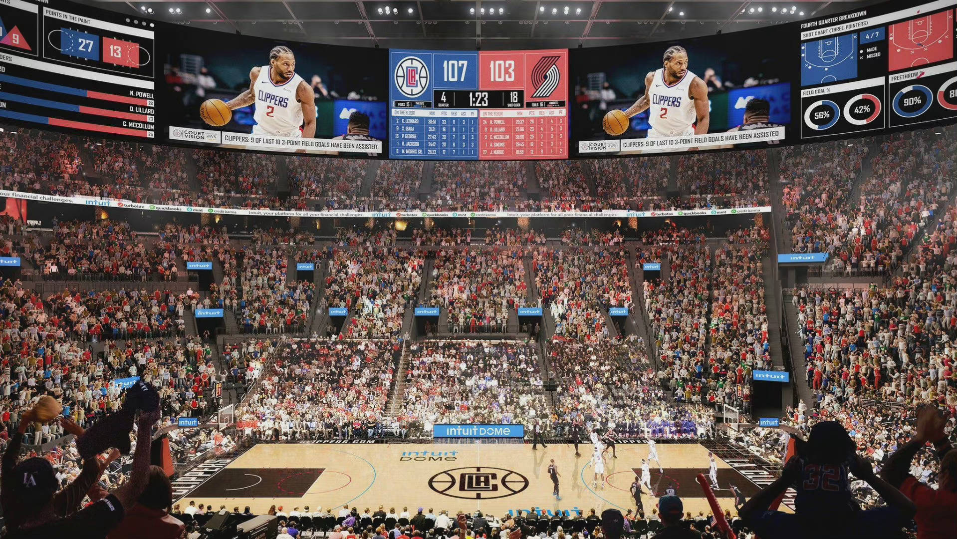 NBA快船队主场地板图片