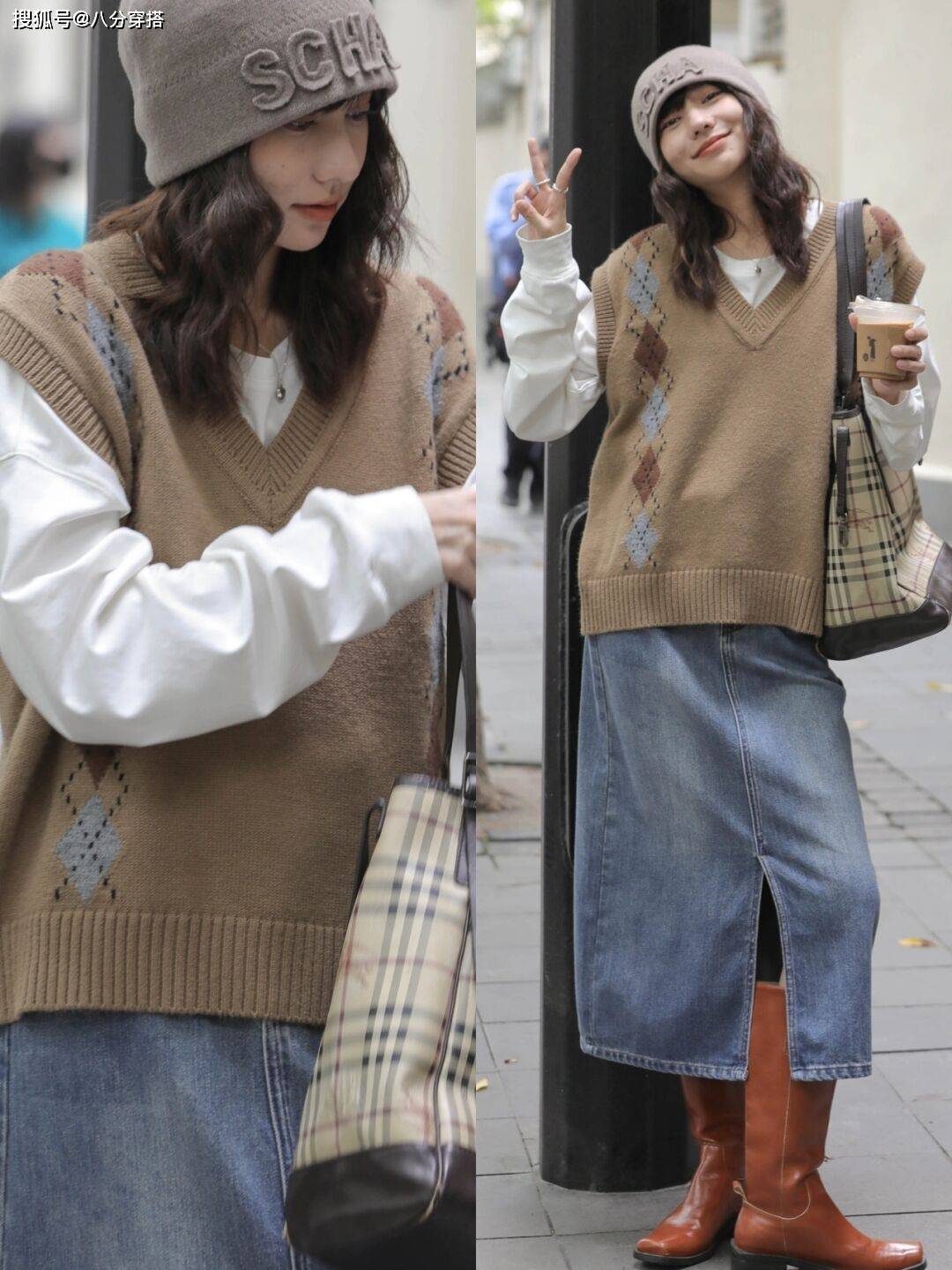 黑色|秋天，“马甲”的高级穿法是这样的，搭配黑色连衣裙优雅精致