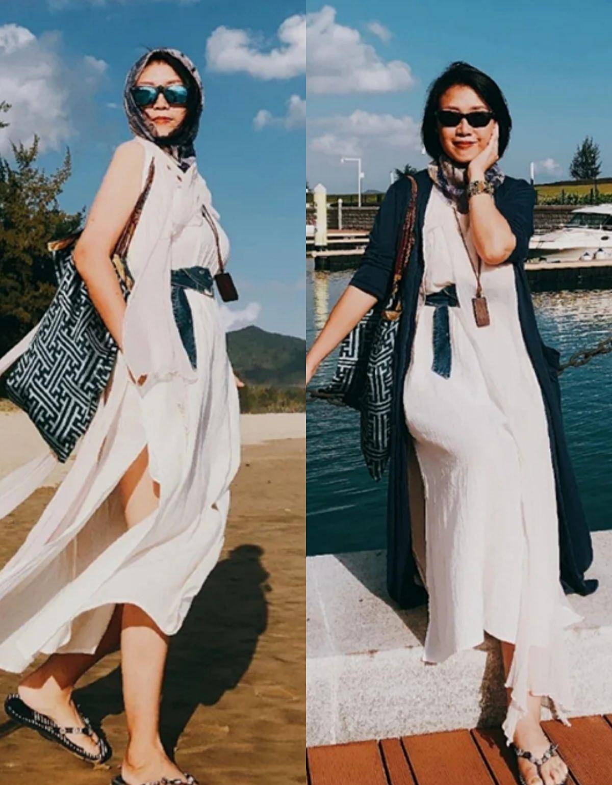 本白色 懂得打扮比身材好重要，瞧这位微胖大妈的着装，年过半百依旧迷人