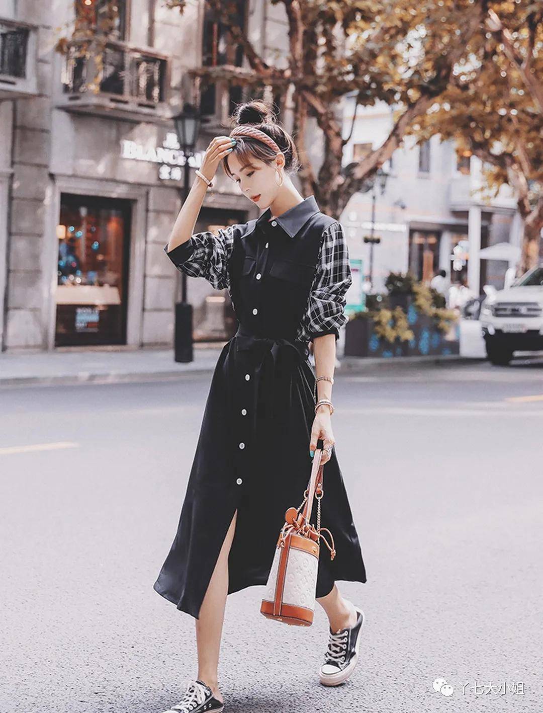 整体 十月份的裙子,这条廓形裙最好穿~