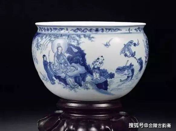 清・青花人物故事紋・罐】極上品・時代物・中国磁器・中国古美術90829