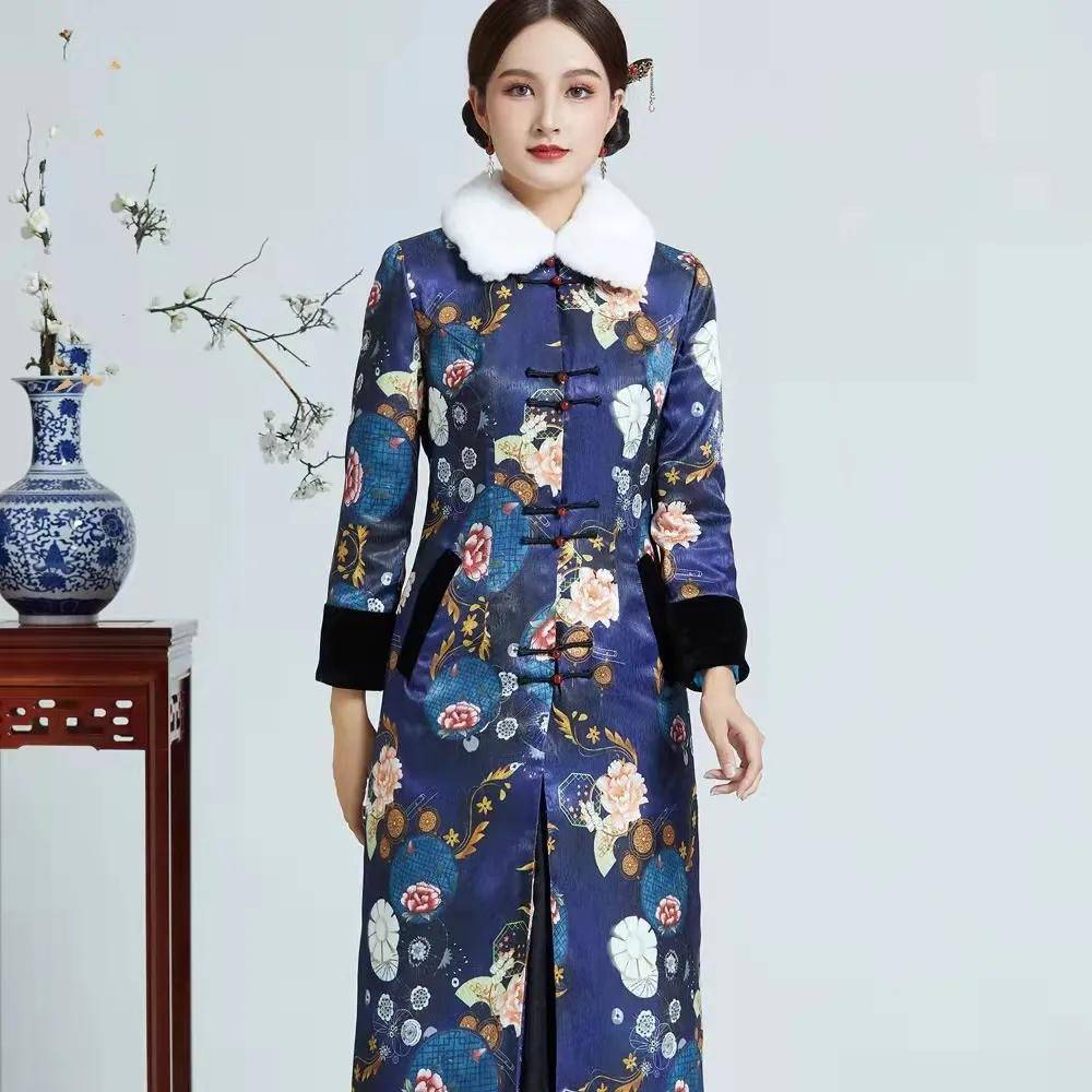 一件好看的棉衣能穿整个冬天,中式盘扣真丝旗袍棉服,改良过得美